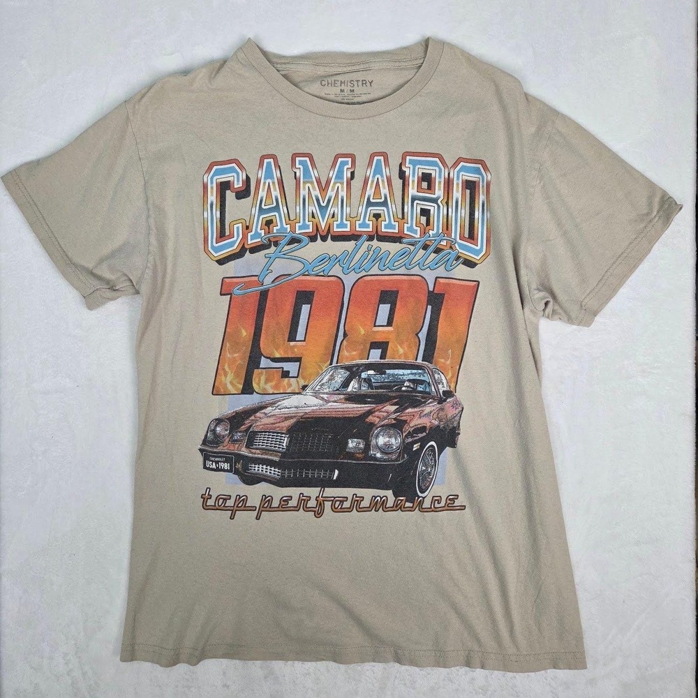 T-Shirt Chemistry Mens Medium Tan 1981 Camaro Berlinetta Graphic Tee